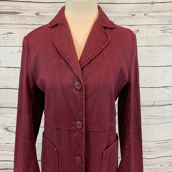 Express waxed denim burgundy plum coat - Picture 2 of 7